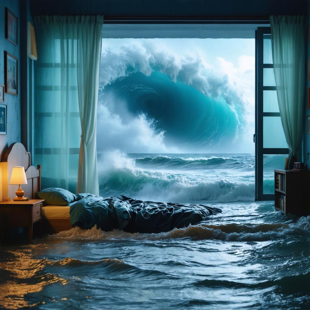Découvrez le pouvoir surréaliste de Stable Diffusion Ultra, générateur d'images, avec cette scène fascinante : une chambre qui se fond harmonieusement dans un océan agité, où les vagues s'engouffrent par la porte ouverte. Cette image saisissante met en lumière la capacité de l'outil à créer des scènes réalistes et imaginatives, idéales pour les artistes et les designers à la recherche de créativité alimentée par l'IA. #StableDiffusionUltra #GénérationDImagesIA #ArtSurréaliste