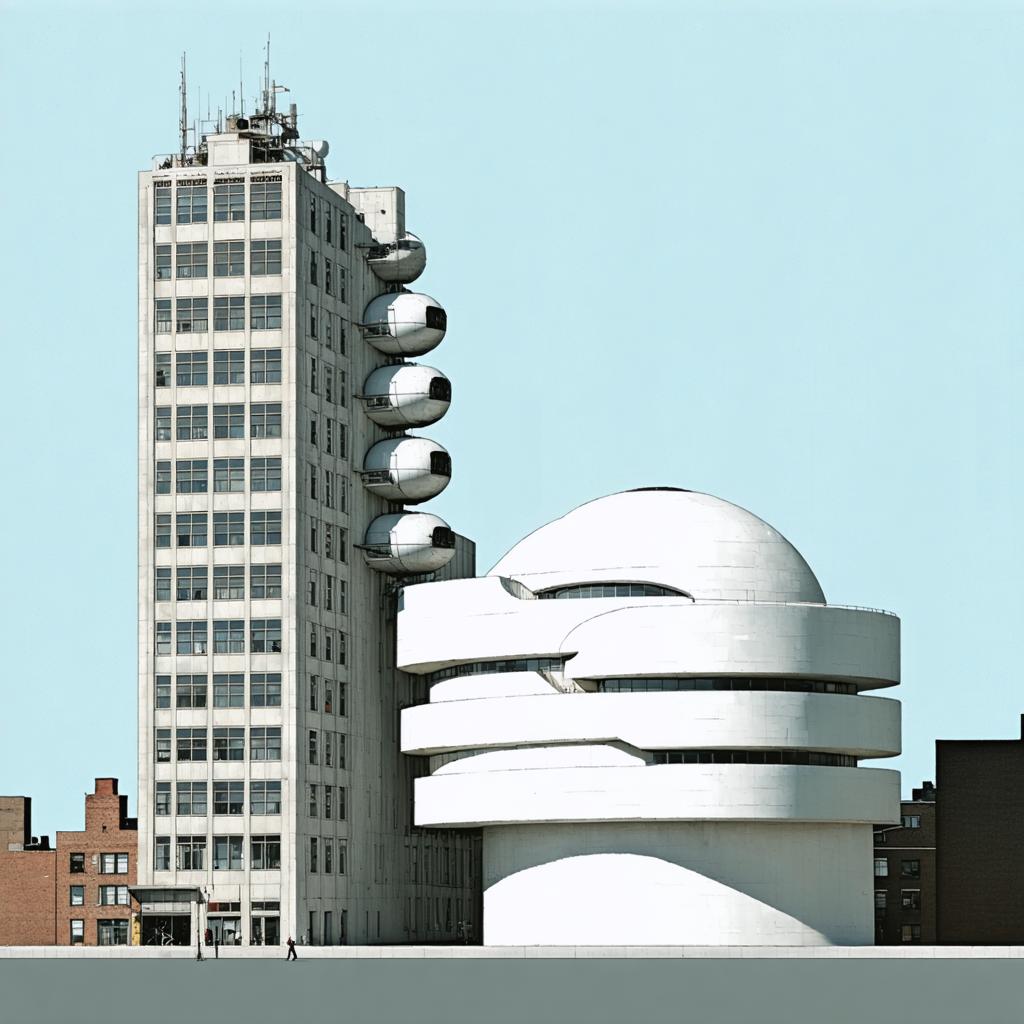 The image showcases a modern architectural marvel, featuring a towering, cylindrical structure adorned with spherical protrusions and a dome-like building with a series of concentric circles. This visual masterpiece was crafted using the 'Stable Diffusion Ultra image generator,' which offers users the ability to create stunning and unique images from prompts, blending realism with the potential for artistic expression.