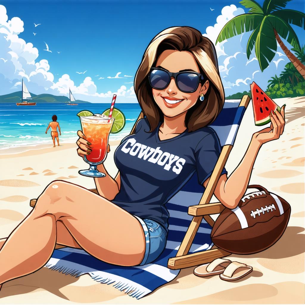 Rilassati sulla spiaggia con le straordinarie opere d'arte generate da AI di Stable Diffusion Ultra! Questa vivace illustrazione presenta una donna elegante che si crogiola su una sdraio, sorseggiando un cocktail rinfrescante e godendosi una giornata soleggiata al mare. Perfetto per mostrare la capacità dello strumento di creare scene vivide e dettagliate con pochi clic. #StableDiffusionUltra #GenerazioneImmaginiAI #VibesDaSpiaggia #OpereStraordinarie