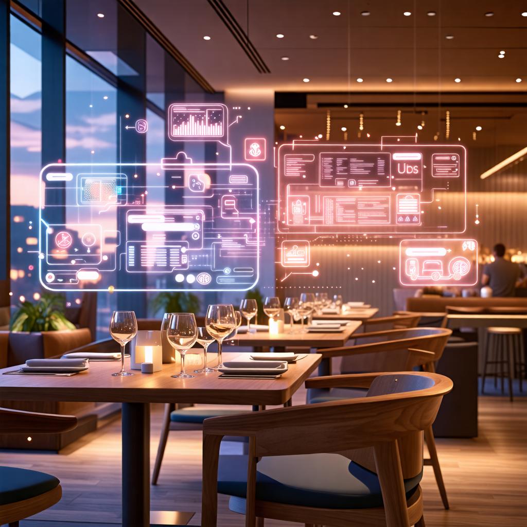 Vivez l'avenir de la restauration avec cette image de pointe générée par IA d'un restaurant moderne, où les superpositions numériques s'intègrent parfaitement à l'expérience culinaire. Le générateur d'images 'Stable Diffusion Ultra' donne vie à un cadre futuriste avec des interfaces holographiques, améliorant l'ambiance grâce à ses capacités innovantes. Découvrez le potentiel de l'IA dans le récit visuel et plongez-vous dans le monde de Stable Diffusion Ultra.