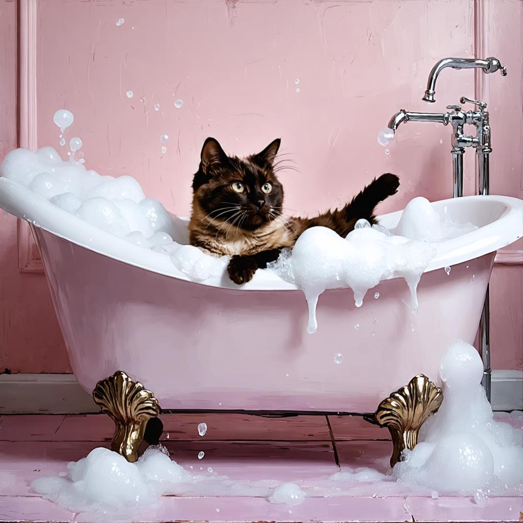 Discover the whimsical charm of a playful cat lounging in a lavishly foamy bathtub, perfectly captured by the AI media generation tool 'Search and Recolor.' This tool's incredible ability to recolor and enhance images brings vibrant life to your visuals, making every moment a captivating experience. Perfect for creatives seeking to infuse their projects with a touch of magic and color.