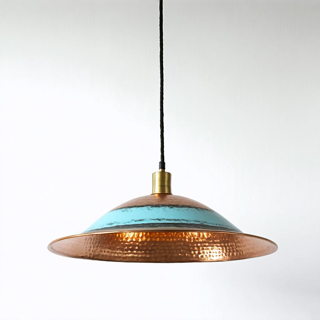 Discover the stunning capabilities of Stable Diffusion Ultra image generator with this beautifully crafted pendant light. Featuring a copper and turquoise dome design, this image showcases the tool's ability to create intricate and visually appealing designs with just a few clicks. Perfect for highlighting the precision and creativity of Stable Diffusion Ultra in generating unique and captivating visuals.