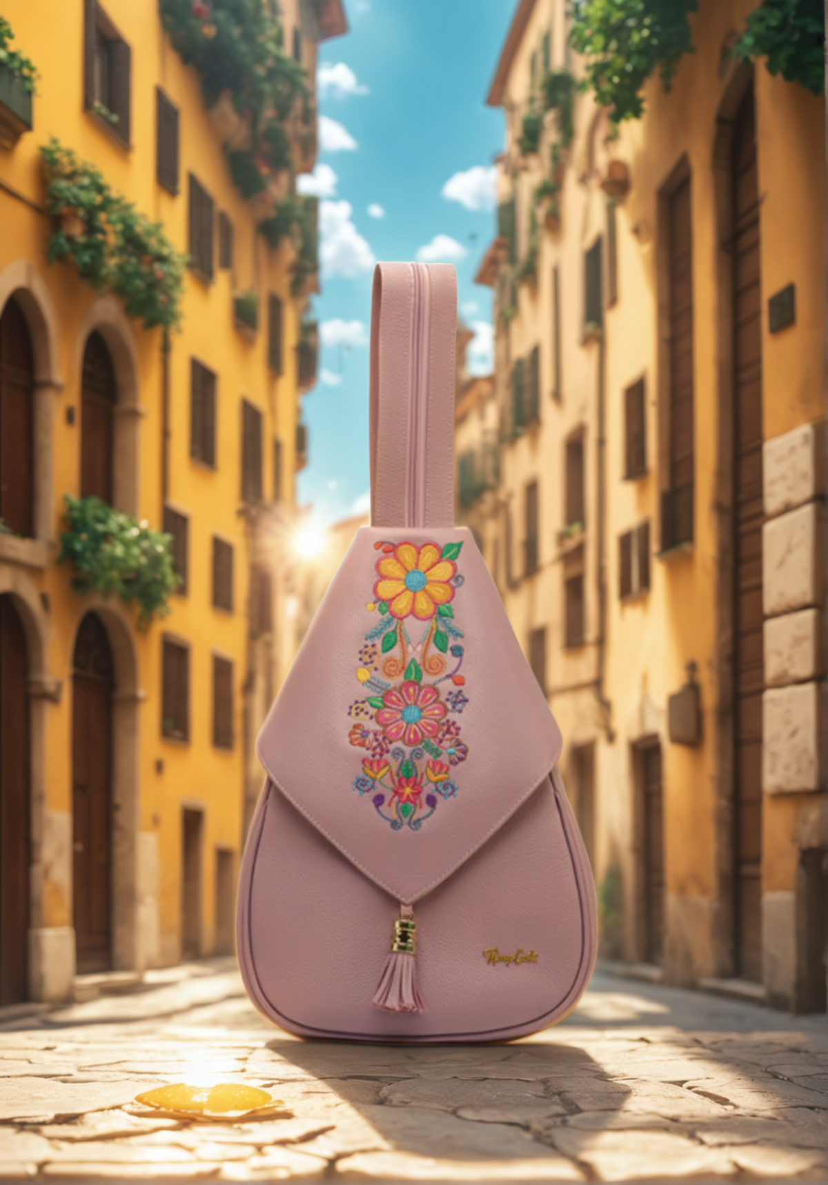 Transform your images with the power of Stable Assistant's 'Replace Background' tool! This AI-driven feature seamlessly changes the backdrop of your photos, as seen in this vibrant scene where a stylish pink bag takes center stage against a charming European street. Perfect for enhancing your visual content with ease and creativity.