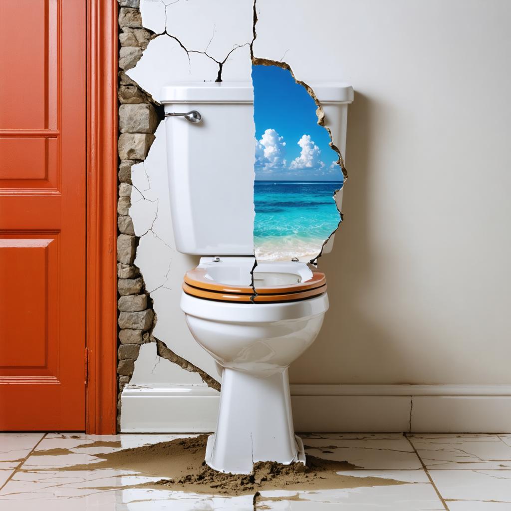 Scopri le capacità surreali di Stable Diffusion Ultra, il generatore di immagini, con questa immagine straordinaria: un water che si fonde in modo armonioso con una scena di spiaggia serena, dimostrando la capacità dello strumento di unire realtà e fantasia. Perfetto per evidenziare la creatività guidata dall'IA avanzata del software e l'integrazione fluida di elementi vividi e immaginifici.
