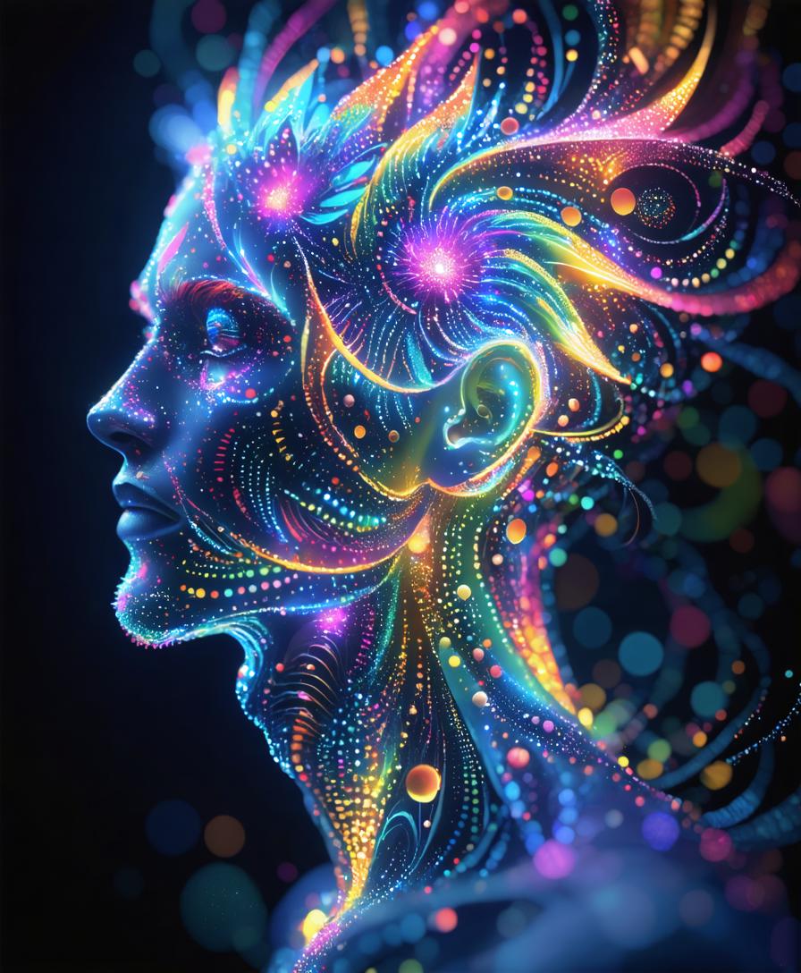 Discover the mesmerizing world of digital art with Stable Diffusion Ultra image generator! This stunning image showcases a vibrant, neon-hued human profile, where intricate patterns and glowing colors bring the subject to life. Experience the cutting-edge capabilities of Stable Diffusion Ultra, designed to create visually captivating and futuristic art pieces, perfect for artists and enthusiasts alike.