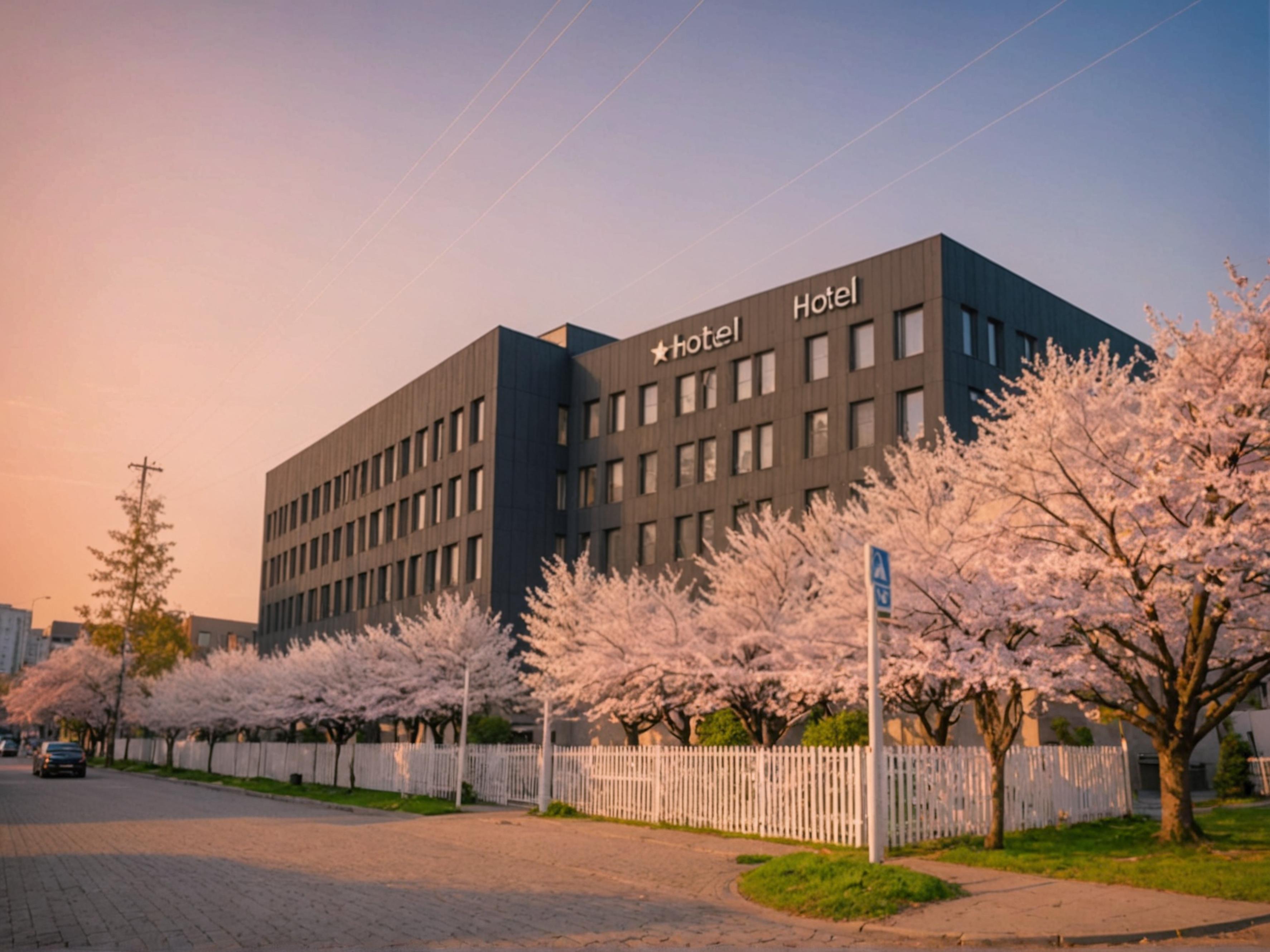 Découvrez le pouvoir transformateur d'Inpaint avec cette image saisissante d'un hôtel moderne, où les cerisiers en fleur s'épanouissent en un rose vif sur un arrière-plan apaisant. Parfait pour mettre en valeur la capacité de l'outil à intégrer harmonieusement des éléments naturels dans des paysages urbains, en améliorant la beauté et l'attrait de vos créations numériques.