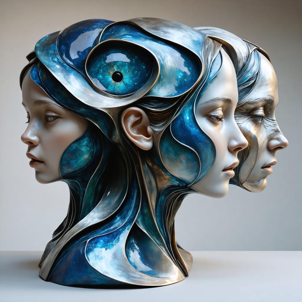 Scopri l'affascinante arte di Stable Diffusion Ultra, il generatore di immagini che crea con maestria surreali e iperrealistiche sculture come questa effimera testa multifaccia. I dettagli intricati e le forme fluide evidenziano la capacità senza pari dello strumento di fondere creatività con precisione, rendendolo un'esperienza obbligata per artisti e appassionati.