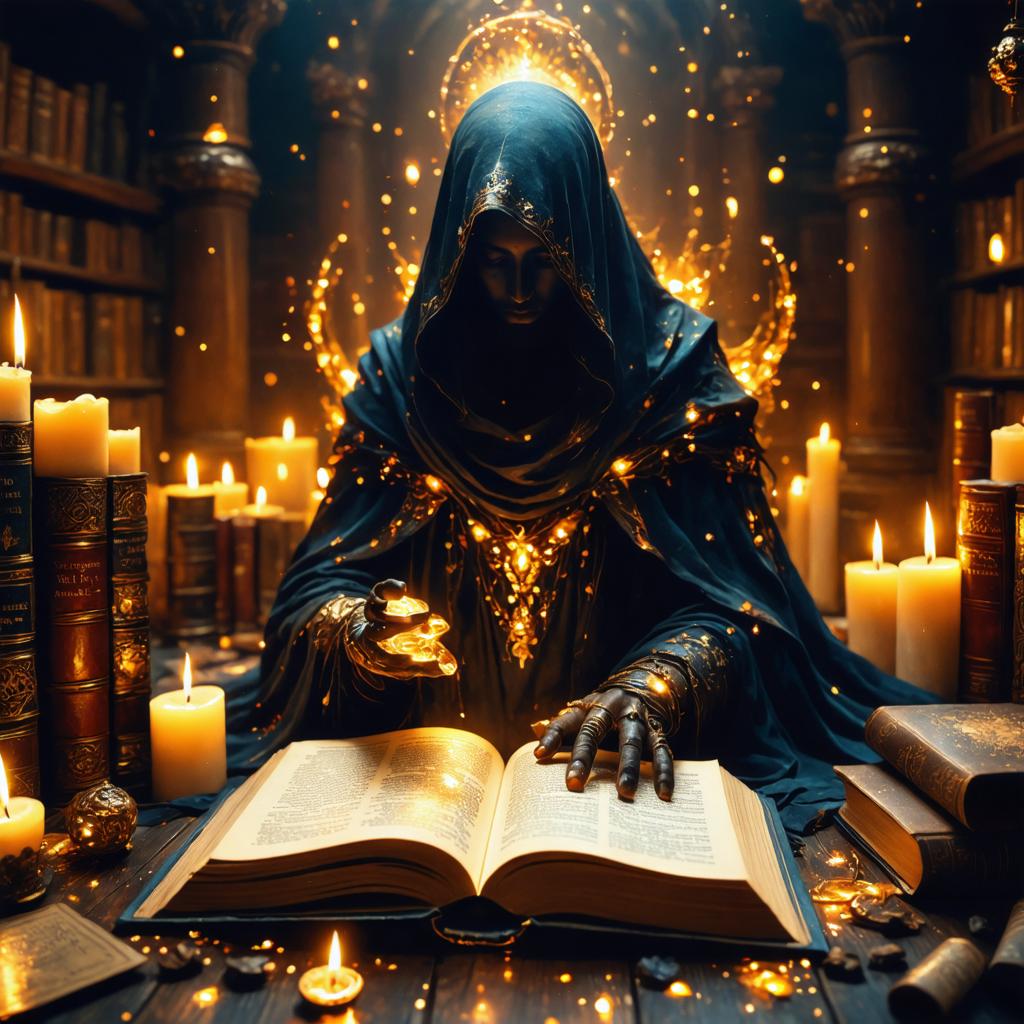 Discover the enchanting world of fantasy with this mesmerizing image, crafted using the Stable Diffusion Ultra image generator. The scene features a mystical figure cloaked in deep blue, surrounded by glowing sparks and ancient tomes, showcasing the tool's ability to create vivid, otherworldly visuals. Perfect for fantasy enthusiasts and content creators, this image highlights the generator's prowess in generating captivating, high-quality art.