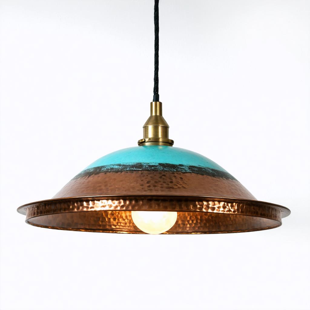 Discover the stunning capabilities of Stable Diffusion Ultra image generator with this beautifully crafted pendant light. Featuring a unique blend of copper and turquoise hues, this AI-generated image showcases the tool's ability to create intricate and visually appealing designs effortlessly. Perfect for highlighting the versatility and precision of Stable Diffusion Ultra in generating high-quality, custom visuals.
