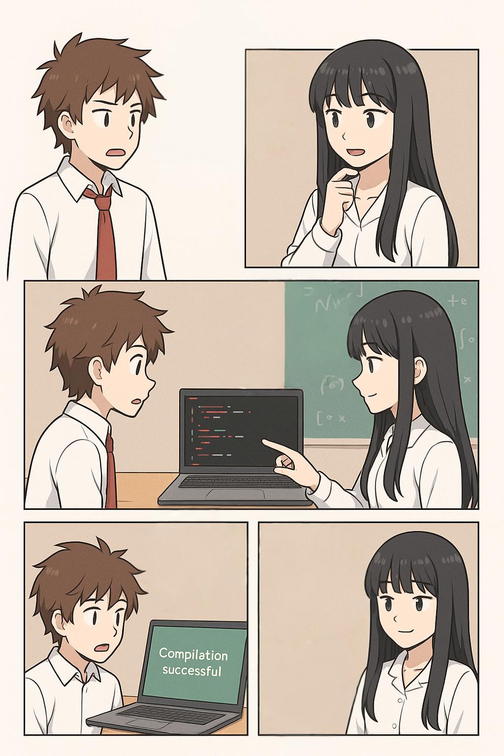 This image showcases the powerful capabilities of the 'Erase' tool in Stable Assistant, effectively removing unwanted objects from a scene. The tool's precision is demonstrated by its ability to seamlessly erase elements, such as the laptop screen in this comic strip, enhancing the clarity and focus of the visual content.
